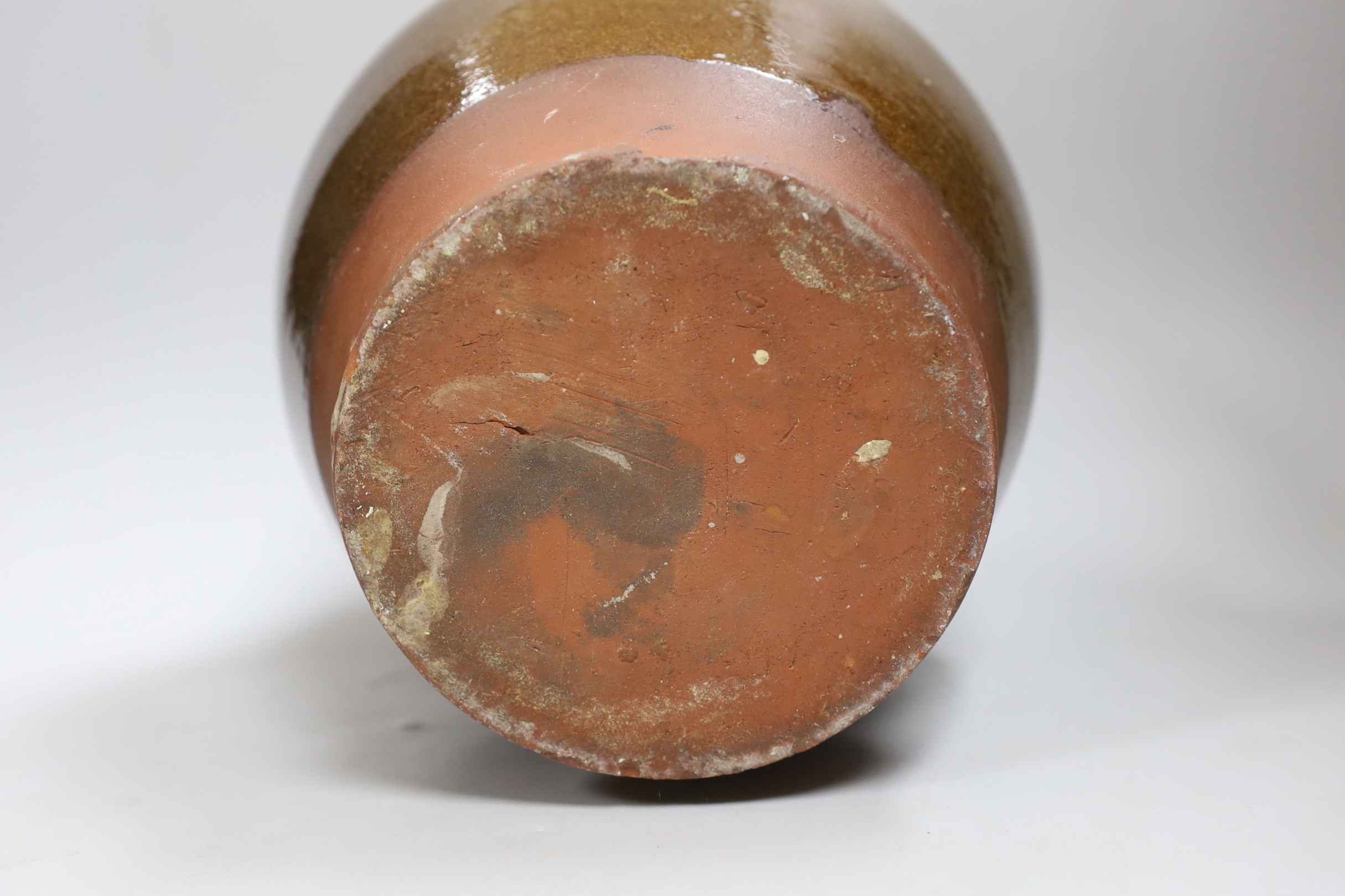 An early 20th century pottery jar inscribed ‘Flour B’, 30cm high